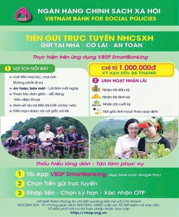 Chuyển đôi số cùng Ngân hàng Chính sách xã hội, gửi tiết kiệm trực tuyến qua VBSP SMART BANKING trên điện thoại di động, chung tay vì an sinh xã hội
