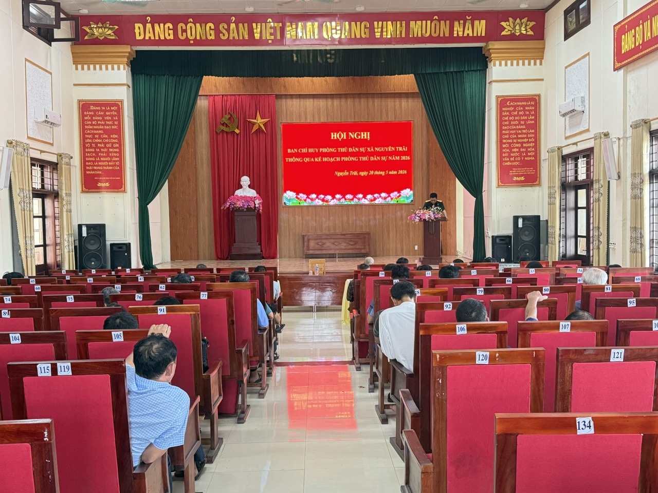 Ủy ban nhân dân xã Nguyễn Trãi tổ chức hội nghị triển khai một số nội dung quan trọng liên quan đến công tác phòng thủ dân sự, phòng chống thiên tai và chống úng nội đồng trên địa bàn xã
